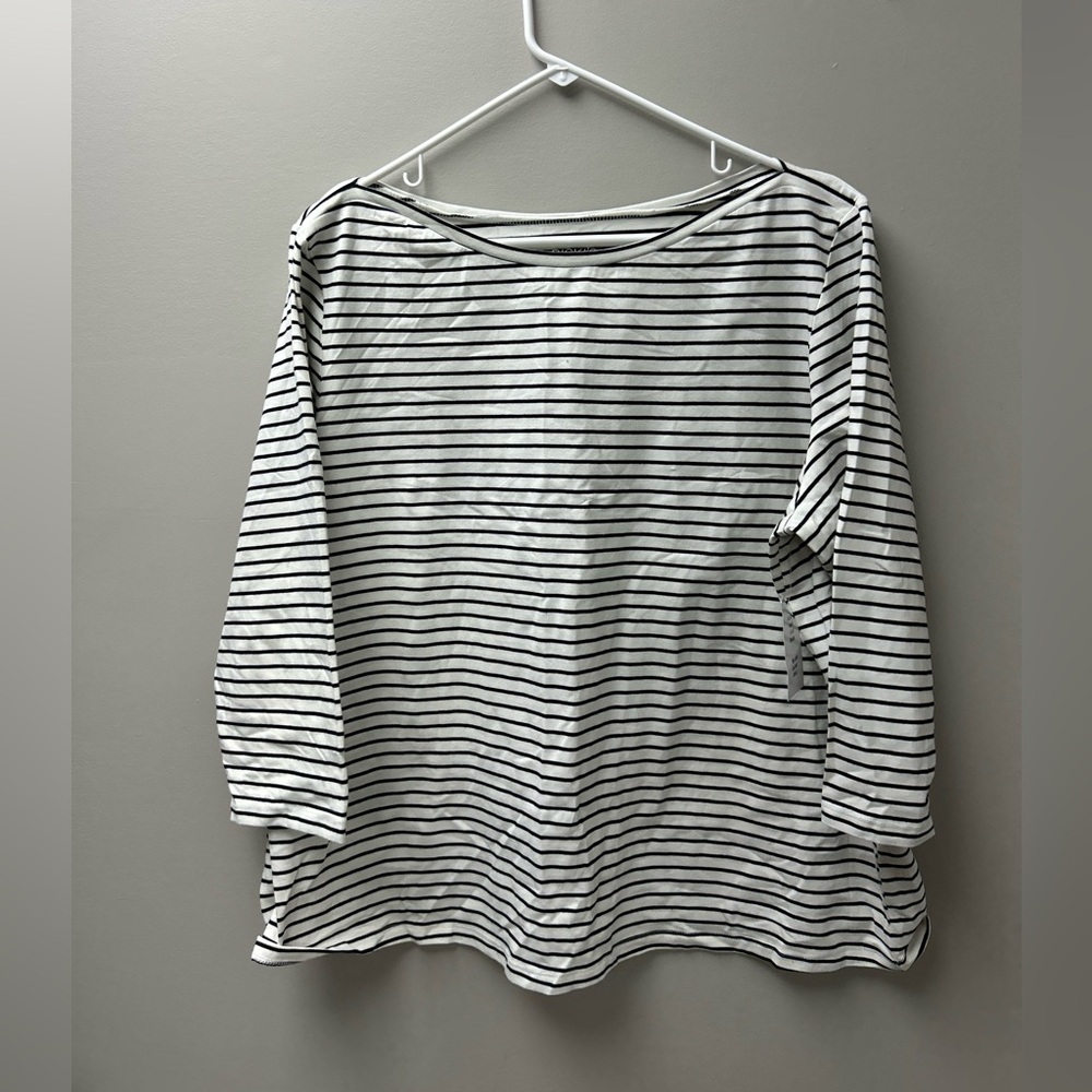 Ricki’s‎ Women’s Black & White Striped 3/4 Sleeve Top – The Classic